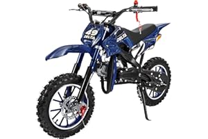Actionbikes Motors Mini Delta 49 cc Moto-cross pour enfants | Freins à disque - Filtre à air sport - Échappement sport - Pneus à air - Pocket Bike - Moto - Motocross - Dirt Bike - Dirtbike (Bleu)