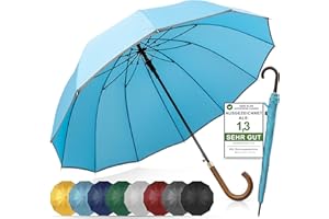 ADRIANO PORCARO® Regenschirm Sturmfest I Ø120cm Schirm I Regenschirm Groß XXL mit Reflektierendem Rand I 12 Streben Stockschirm I inkl. Schirmhülle - Für Herren & Damen I Hellblau