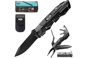 Scyzoryk RoverTac Scyzoryk do ściągania izolacji Nóż składany z zestawem 9 śrubokrętów Otwieracz do butelek i puszek Liner Lock Wytrzymała pochwa Wyjątkowe prezenty dla mężczyzn