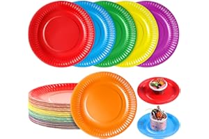 Aodaer Paper Plates Party Plates 60 Pcs 7 Inch for Dinner and Dessert, Paper Tableware for DIY Holiday Wedding Birthday Graduation Party Decorations, Multi-Color (6 Colors)