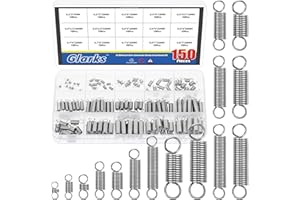Glarks 150 Ensemble de Ressorts de Traction à Double Crochet en Acier Inoxydable 15 Tailles de Petits câbles de Ressort de Traction pour l'industrie de la Construction mécanique