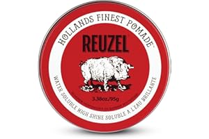 Reuzel Pommade rouge à tenue moyenne et haute brillance pour hommes, pommade hydrosoluble pour un look flexible et brillant 3,38oz/95g