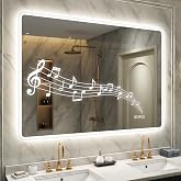 STARLEAD Miroir-Salle-de-Bain-avec-Éclairage 100x70cm, Miroir-LED-Salle-de-Bain Bluetooth, Dimmable, 3 Couleurs Légères, Anti