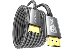 Silkland 4K HDMI Cable 2M, Nylon Braided 18Gbps High Speed, Support 4K@60Hz, 2K@144Hz/120Hz, ARC, HDR, 3D, Ethernet, Compatible with TV, Blu-ray Player, PS5/PS4, DVD, Xbox, Soundbar, Sky, PC, Laptop