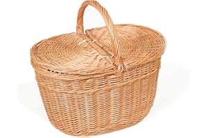 WEIDENPROFI Weidenkorb, Picknickkorb aus Weide, Korb mit Deckel und Tragebügel, Größe (LxBxH) 42 x 28 x 24 cm, Gesamthöhe 41 cm