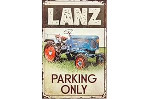 LUCKYLINDE Panneau de parking en aluminium pour tracteur – Parking extérieur – Convient pour les tracteurs Lanze, les randonneurs, les amateurs de bouledogue 30 x 20 cm