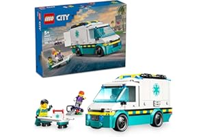 LEGO City Karetka Pogotowia, Konstrukcyjna Zabawka dla Dziecka do Zbudowania, Pojazd z Minifigurkami i Akcesoriami, Kreatywny Prezent dla 5-latka, dla Chłopca i Dziewczynki, dla Przedszkolaka, 60451
