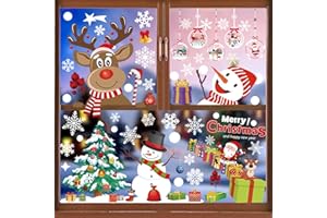 BBLIKE Autocollants Fenetre Réutilisable Noel, Decoration Fenetre Electrostatique PVC, Flocon de Neige Intérieur Deco