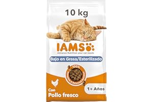 IAMS Alimento seco para gatos esterilizados - comida seca para gatos adultos de más de 1 año con pollo fresco, 10 kg