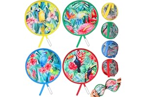 Gulfmew 4 Abanicos de Mano Redondos Abanico Plegable Portátil Japón de Estilo Verano Regalos para Mujer Niñas Decoración para Hogar Oficina Fiesta Boda Festival Verano, 4 Patrones