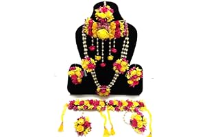 RKG HANDICRAFTS Fabric & Paper Flower Jewellery Set for Women & Girls (Yellow)