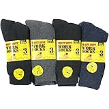 6 Pairs Men's Work Socks Re-inforced heel & Toe Assorted Size 6-11 UK