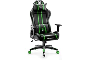 Diablo X-One 2.0 Silla Gaming Gamer Oficina Sillon de Ordenador Reposabrazos Ajustables Cuello/Cojín Lumbar Diseño Ergonómico Verde Normal (L)