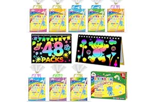 ZMLM Party Bag Fillers for Kids - Scratch Art Party Bag Fillers for Kids, Arts and Crafts Kits for Ages 4-9 Rainbow Scratch Books Classroom Birthday Gifts for Girls & Boys (48 Pack)