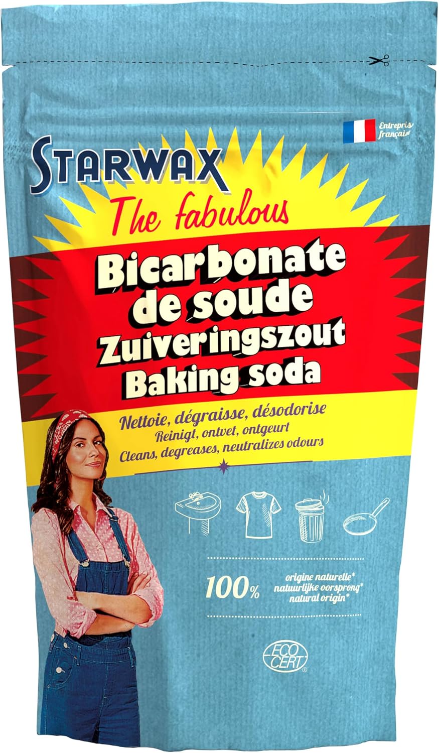 STARWAX FABULOUS Bicarbonate de soude 1kg | Nettoyant multi-usages, récure et fait briller, élimine mauvaises odeurs et débouche canalisations, ingrédient naturel