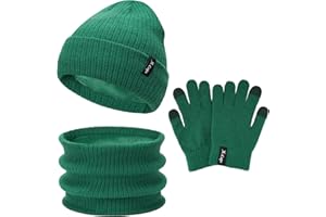 Bequemer Laden Kinder Winter Warm Mütze Loop Schal Handschuhe Set, Baby Wintermütze Fäustlinge Schlauchschal für 0-3 Jahre, Mädchen Jungen Strickmütze Touchscreen Winterhandschuhe für 4-8 Jahre
