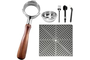 NEOUZA Portafiltro de tres orejas sin fondo de 58 mm para cafetera espresso compatible con SMEG EGF03 Breville Sage Barista Max de acero inoxidable (juego de regalo)