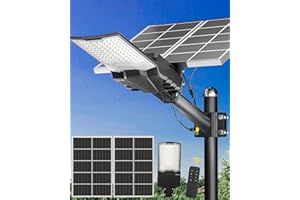 Ofuray OL-18200W Farolas Solares Exterior, 6500K Potente Farola Solar con Control Remoto, IP67 Impermeable focos led exterior Lámpara Solar Para Jardin, Patio, Garajes