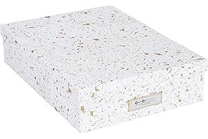 Bigso Box of Sweden Document Box for A4 Paper, Brochures and Notes - Box with Lid and Handle - Fibreboard and Paper Box Storage with Lid - Gold Speckled