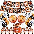 Cooci Basketball Birthday Party Supplies Kit, Basketball Foil Balloons Latex Balloons for Boys Sports Theme Birthday, Boys World Sports Game Celebration Décor