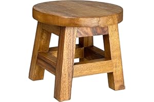 CRAFTY ARTISAN small wooden milking stool 40mm XL cross bar version made to last for years, multi uses as step stool, plant stand, kids stool