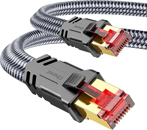 Snowkids Cat 8 Network Cable 5 m, 40 Gbps LAN Cable High Speed 2000 MHz S/FTP Ethernet Cable POE Gigabit RJ45 Nylon Braided Gold-Plated Patch Cable for PS5/4 Router Modem TV Switch Laptop