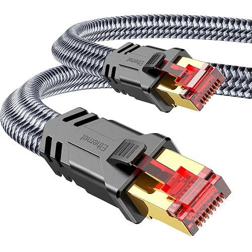 Snowkids Cat 8 Network Cable 5 m, 40 Gbps LAN Cable High Speed 2000 MHz S/FTP Ethernet Cable POE Gigabit RJ45 Nylon Braided Gold-Plated Patch Cable for PS5/4 Router Modem TV Switch Laptop