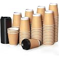 100 Gobelets Carton Double Paroi 240ml Avec Couvercles - Café Thé Boissons Chaudes