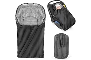 Zamboo Sacco Invernale Ovetto Universale/Sacco Nanna Ovetto Invernale in Thermo Pile, con Fessure per Cintura a 3 o 5 Punti, Con Borsa - Nero