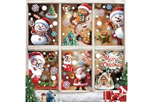 ZIDOLEY 9 hojas, 263 unidades, pegatinas para ventanas de Navidad, autoadhesivas, decoraciones navideñas, pegatinas de PVC de doble cara, reutilizables, para ventanas de cristal