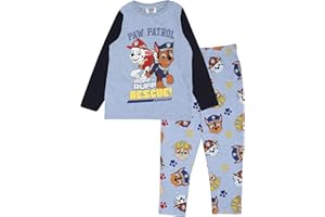 POPGEAR Psi Patrol falbanka ratownicza chłopięca długa piżama zestaw | oficjalny towar | prezenty dla chłopców z psiego patrolu, szkolne chłopcy piżamy, ubrania dla dzieci, pomysł na prezent urodzinowy dla dzieci