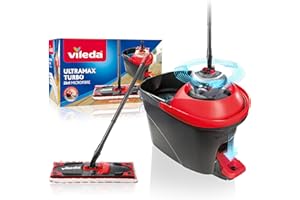 Kit Complet Ultramax Turbo Vileda, Confort et ergonomie de Nettoyage, Pouvoir nettoyant de la Microfibre, Lavable en Machine à 60 °C Max, Vileda Love it Clean