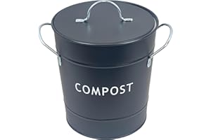 EASY SHOPPING Metal Kitchen Compost Bin Black -Composting Bin for Food Waste Recycling With Plastic Inner Indoor and Outdoor Use