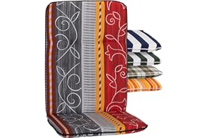 Beo Coussin d’extérieur Dossier Haut Bali | Fabriqué en UE | Coussin Fauteuil Jardin Respirant Sangle de Maintien | Coussin de Chaise de Jardin résistant aux UV Ornements Rouge-Gris