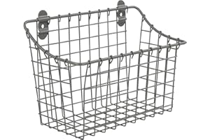 Spectrum Diversified Vintage Large Cabinet & Wall-Mounted Basket for Storage & Organization Rustic Farmhouse Decor, Sturdy Steel Wire Storage Bin, Industrial Gray