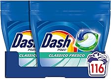 Dash Pods Detersivo Lavatrice In Capsule, 116 Lavaggi (2x58), Classico Fresco, Rimuove Le Macchie, Efficace A Freddo Anche E 