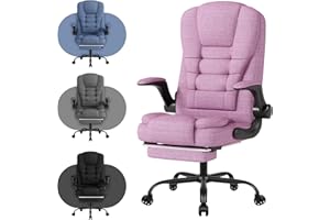 SITMOD Fabric Office Gaming Chair, Ergonomic High Back Desk Chair, Big and Tall Executive Chair Height Adjustable with Footrest Lumbar, 360° Swivel Office Chair with Flip-up Armrest Adult-Pink