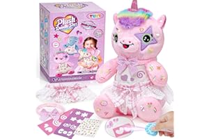 TINKERPLAY Kuscheltier Plüschtier Stuffed Animals Selber Machen Set mit Farben Laserpointer Kleidung Kleider Aufkleber Bastelset Kinder Kreatives Spielzeug Geschenke für Kinder Mädchen 5 6 7 8 Jahren (Einhorn)