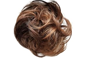 CAISHA Pièce De Cheveux Cheveux Cravate Chignons Coiffures De Mariée Volumineux Chignon Désordonné Légèrement Ondulé Mélange Brun G31B