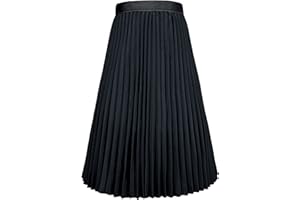 Happy Cherry - Jupe longue plissée taille haute élastique pour fille - Jupe trapèze d'été décontractée - Couleur unie - Classique - Avec doublure - Pour enfants de 4 à 16 ans