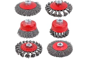 ZRODEN 6 Pièces Brosse Metallique pour Meuleuse, Brosse Meuleuse avec Filetage M14x2, Brosse Métallique Meuleuse de 75mm 100mm de Diamètre, pour Meuleuse, Enlèvement de Peinture de Rouille, Polissage