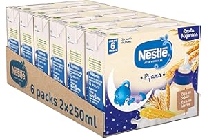 Nestlé Alimentos Infantiles Nestlé Leche y Cereales Pijama - Alimento Para bebés - Paquete de 6x2 unidades de 250ml