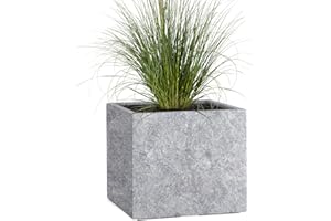 Pflanzwerk® Pflanzkübel Fiberglas Lava HELLGRAU Cube 53x65x65cm *Frostbeständige Blumenkübel* *Deutsche Premiumqualität* *Lotus-Effekt Imprägnierung*