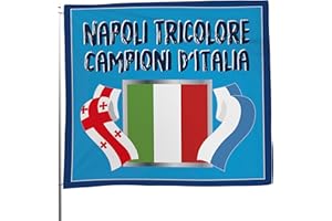 MAGNATEVE 'O LIMONE Bandiera 4° Scudetto Popolo di Napoli - Bandiera "Napoli e Georgia" 60x60 cm - Gadget 4° Tricolore - Regalo Tifoso Calcio