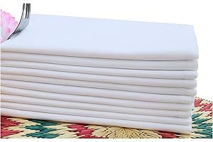 LINEN CLUBS Cloth Dinner Napkins Optical White Color -100% Cotton,set of 12 Pieces,Over sized 20x20Inch mitered corner finish for Every Day Use