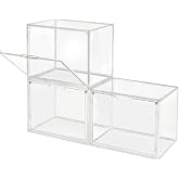 GUDEMAY Transparente stapelbare Kunststoffboxen mit magnetischem Verschluss - Staubdichte Aufbewahrung Vitrine Schaukasten Id