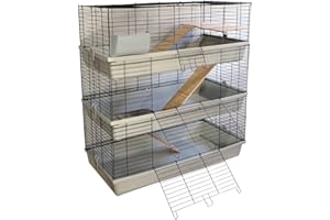 PETGARD Kleintier-Käfig Grenada 120 Sky - 3-stöckiger Kaninchen-Stall - Meerschweinchen-Stall - Heimtier-Käfig - Hasen-Käfig 119 x 59 x 129 cm