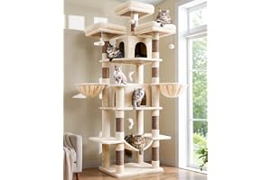 Globlazer F80 klösträd beige XXL med hängmatta 204 cm för katt kattunge