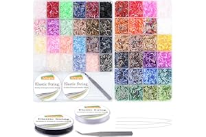 EuTengHao Kit de Perles en Tube - 14400 Pièces en Verre Pour Bricolage et Fabrication de Bijoux (7mm, 300 Par Couleur, 48 Couleurs)