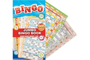 Navoys Bingo Ticket Books – Jumbo Print 600 Bingo Tickets per Book, Security Coded, Assorted Colours, Clear and Easy to Read Numbers, for Home Bingo Games, Clubs & Family Use (1 Book)
